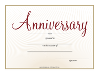Cursive Anniversary Certificate
