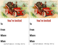 Vintage Turkeys In Cars Invitation