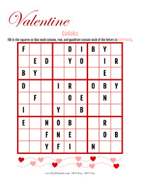 Valentine Sudoku Puzzle Boyfriend