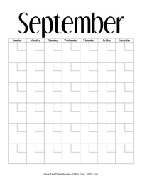 Professional September Perpetual Calendar