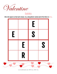 Valentine Sudoku Puzzle Rose