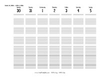 2026 Weekly Calendar 14