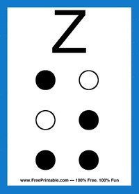 Braille Flash Card Z