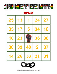 Juneteenth Bingo 1