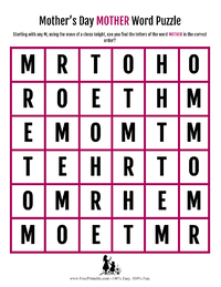 Mother's Day Mother Word Puzzle