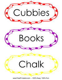 Classroom Labels Cubbies