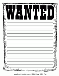 Wanted Poster Penmanship Paper