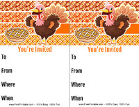 Turkey And Pie Thanksgiving Invitation