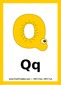 Letter Q Creature Flash Card