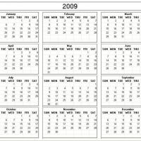 2009 Desk Calendar Template