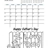 2009 June Father's Day Coloring Calendar