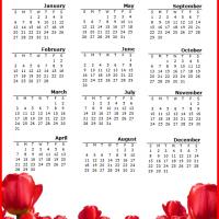2013 Red Flowers Calendar