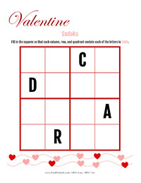 Valentine Sudoku Puzzle Card