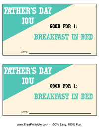 Father's Day IOU Breakfast in Bed