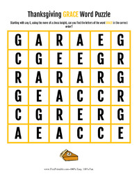 Thanksgiving Grace Word Puzzle