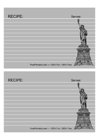 Independence Day Recipe Card Liberty