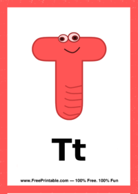 Letter T Creature Flash Card