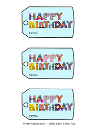 Animal Letters Birthday Gift Tags