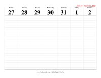 2025 Weekly Calendar 31