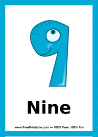 Number Nine Creature Flash Card