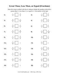 Greater Than Less Than or Equal (Fractions) 1