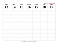 2025 Weekly Calendar 16