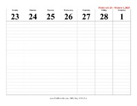 2025 Weekly Calendar 9