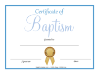 Blue Baptism Certificate