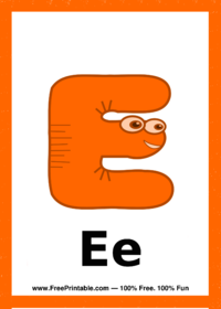 Letter E Creature Flash Card