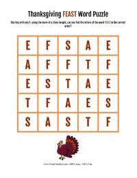 Thanksgiving Feast Word Puzzle