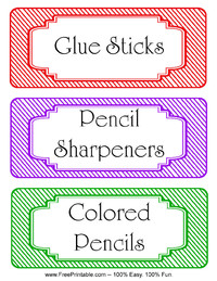 Striped Classroom Labels Pencil Sharpeners