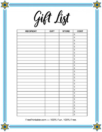 Hanukkah Gift List