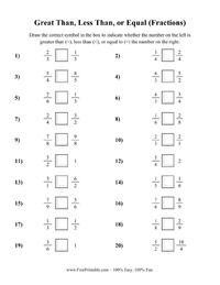 Greater Than Less Than or Equal (Fractions) 2