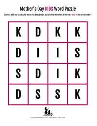 Mother's Day Kids Word Puzzle
