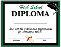 High School Diploma Illustrated Green