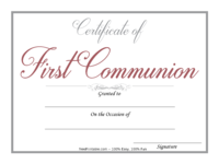 Gray First Communion Certificate