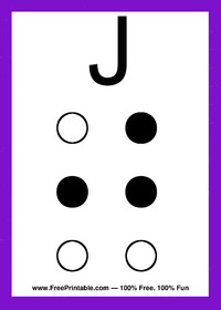 Braille Flash Card J