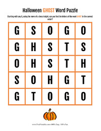 Halloween Ghost Word Puzzle