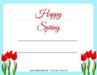 Happy Spring Certificate