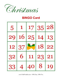 Christmas Bingo Card Three