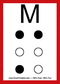 Braille Flash Card M