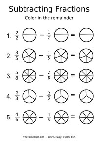 Subtracting Fractions Pie Chart