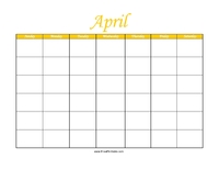Perpetual April Calendar Color