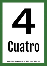 Spanish Flash Card Cuatro