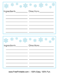Snowflake Recipe Card
