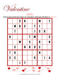 Valentine Sudoku Puzzle Romantics