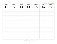 2025 Weekly Calendar 20