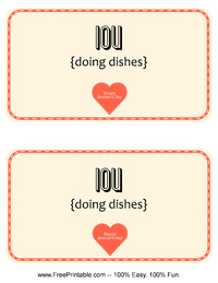 Mother's Day IOU Dishes