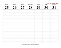 2025 Weekly Calendar 22
