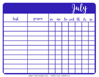 July Chore Chart